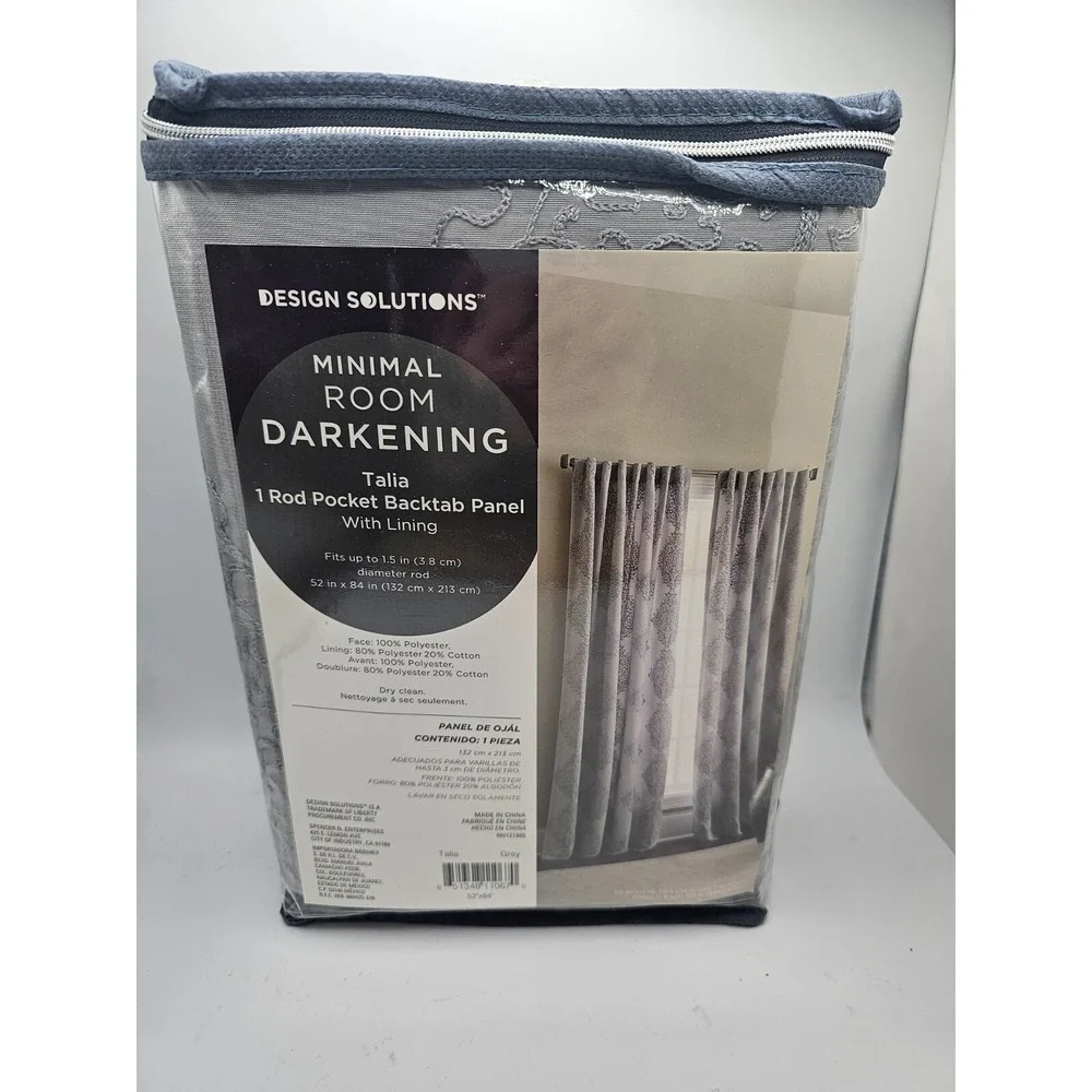 Design Solutions Talia Curtain 4 Panels 52x84 Grey Embroidered Room Darkening